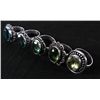 Image 2 : 5 Sterling Rings, Blue Topaz, Green Peridot