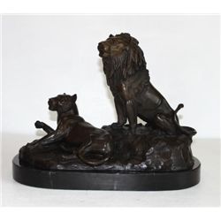 Beautiful Bronze Sculpture Lion & Lioness