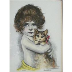 Girl With Kitty by Ann Hershenburgh