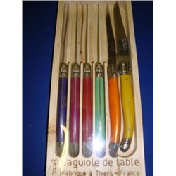 Set 6 authentic French Laguiole steak knives multicolor