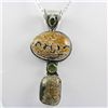 Image 1 : 93.ctw Peridot & Ocean Jasper Silver Pendant