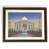 Image 1 : 30 1/2" x 24 1/2" Gemstone Painting of Taj Mahal