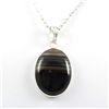 Image 1 : 42.ctw Stripped Onyx Silver Pendant