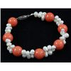 Image 2 : 134.7CTW 8" SUNSET ORANGE FRESHWATER PEARL WITH CORAL B