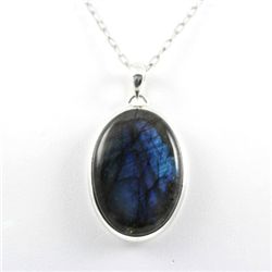 74.ctw Blue Fire Silver Pendant