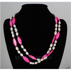 46" PINK LONGSTRAND FRESHWATER PEARL&CAPIZ NECKLACE PHI