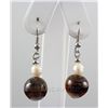 Image 1 : 34.82CTW TIGER EYE FRESHWATER PEARL WITH CORAL EARRING