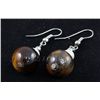 Image 2 : 34.82CTW TIGER EYE FRESHWATER PEARL WITH CORAL EARRING