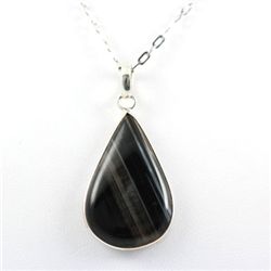 37.5ctw Stripped Onyx Silver Pendant