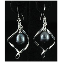 Natural 3.65g Pearl Spiral Dangling Silver Earring