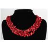 Image 1 : 591CTW 18" COLRAL RED CHIPPED STONE NECKLACE METAL LOCK