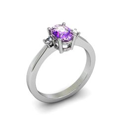 Amethyst 0.45 ctw Diamond Ring 14kt White Gold