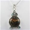 Image 1 : 48.5ctw Aquamarine & Jasper Silver Pendant
