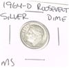 Image 1 : 1964-D ROOSEVELT SILVER DIME *RARE MS HIGH GRADE*!!