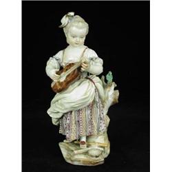 An 18th century Meissen figure of a girl p...