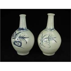 Two Chinese blue and white globular vases,...