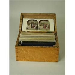 Approx. fifty stereoscope cards in a burr ...