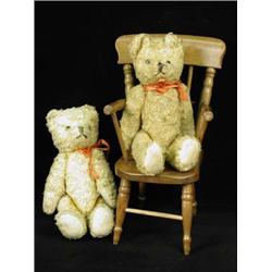 Two straw filled teddy bears. 23cm high, a...