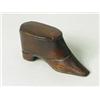 Image 1 : A treen snuff shoe, with brass stud decora...