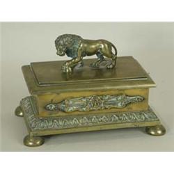 A French brass desk stand, 19th century, t...