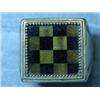 Image 1 : A 9ct gold onyx and tigers eye 'chessboard...