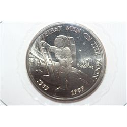 1989 Republic of Marshall Islands $5 Commerative Coin; "First Men On The Moon" 1969-1989