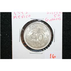 1943 Mexico 50 Centavos Foreign Coin; Silver