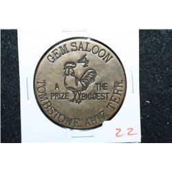 Gem Saloon Tombstone AZ Territory Brothel Token; 4 A Prize-The Biggest; Good For All Night