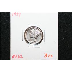 1937 Mercury Dime; MS62
