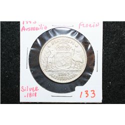 1943 Australia Florin Foreign Coin; .1818 Silver