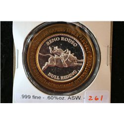 Reno/Tahoe Int'l Airport  Reno Rodeo Bull Riding  Limited Edition Two-Tone $10 Gaming Token; .999 Fi