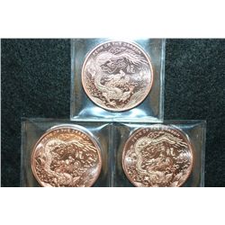 2012 Provident Metals Copper Round; .999 Fine Copper 1 Oz.; Year of The Dragon; Lot of 3