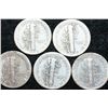 Image 2 : Mercury Dime; Various Dates & Conditions; Lot of 5