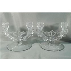 2 Pair - Pressed Glass Dual Candle Holder
