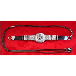 Vintage Silver Toned & Leather Ladies Western Belt