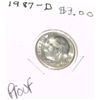 Image 1 : 1987-D ROOSEVELT SILVER DIME RED OOK VALUE IS $3.00 *RARE PROOF HIGH GRADE*!!
