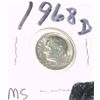 Image 1 : 1968-D ROOSEVELT SILVER DIME *RARE MS HIGH GRADE*!!