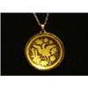 Image 1 : DAMASCENE 24K GOLD LEAF INLAY VTG 1960'S 24"  PENDANT NECKLACE. ON BASE METAL