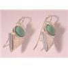 Image 1 : Genuine  STERLING SILVER ARROW EAR BOB DROP PIERCED EARRINGS  VINTAGE GREEN STONE MINT