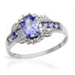 GENUINE DIAMOND TANZANITE RING 10K WHITE  GOLD