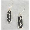 Image 1 : Genuine Sterling Silver Onyx Oval Inlay Dangle Earrings