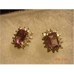 STERLING SILVER & AMETHYST PIERCED POST EARRINGS