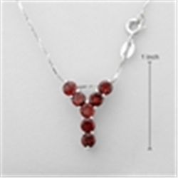 STERLING SILVER .925 & GENUINE GARNET " Y"  NECKLACE