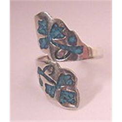 STERLING SILVER WIDE  CLOVER LEAF OPEN RING    SIGNED FMA TAXCO MEXICO  sz 9  VINTAGE