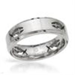 TITANIUM RING SZ 10 WITH CROSS