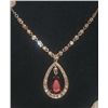 Image 1 : Goldtone  Rhinestones Topaz Pendant Necklace Signed
