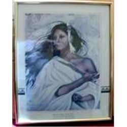 VINTAGE 1987 FRAMED PRINT      BEAUTIFUL NATIVE AMERICAN WOMAN   BY ARTIST PENNI ANN CROSS - SKP678