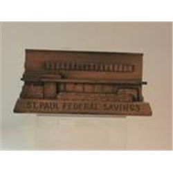 VINTAGE/ANTIQUE METAL BANK  MADE BY BANTHRICO FOR  ST PAUL FEDERAL SAVINGS OF CHICAGO