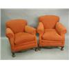 Image 1 : A pair of club style armchairs, with red u...