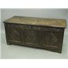 Image 1 : A 17th century oak coffer with a plank top...